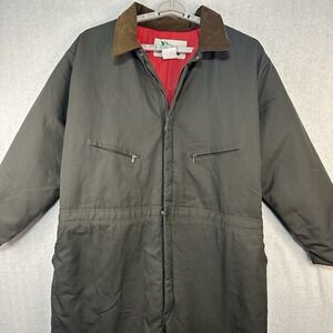 Vintage Key Imperial Coveralls 2XL Regular Green Insulated RedLiner USA Made EUC